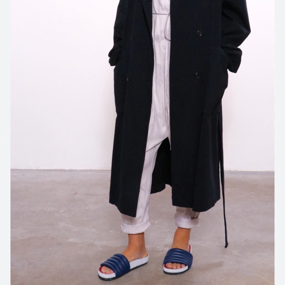 Raquel Allegra Trench Black Blazer Coat EUC Size Large designer - Picture 4 of 8